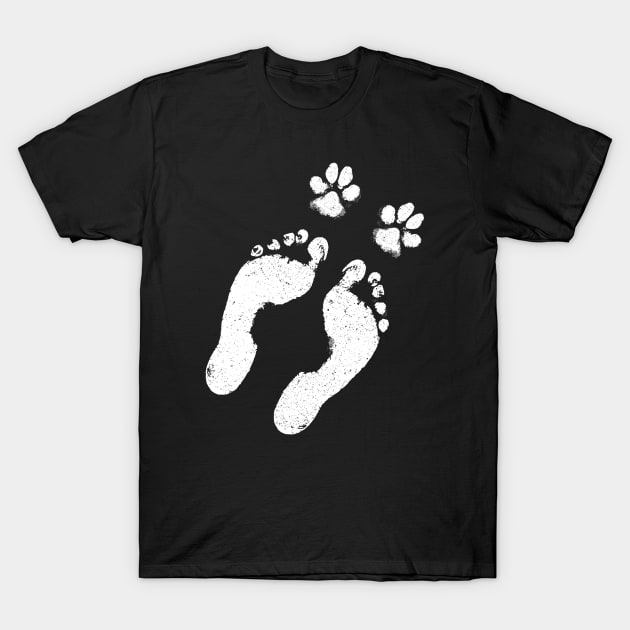 Dog Lover Gift - Diagonal Paw and Foot Prints T-Shirt by Elsie Bee Designs